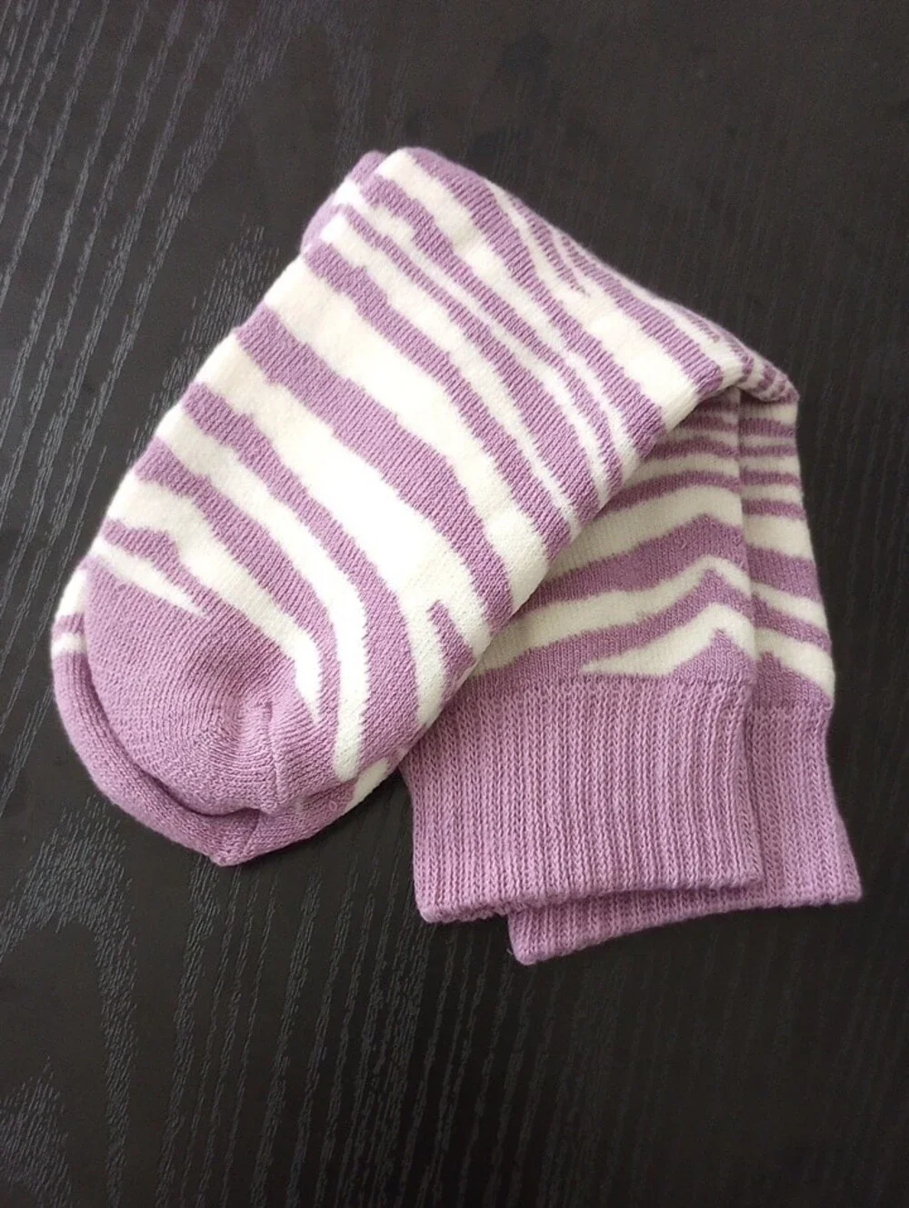 Lavender Purple White Zebra Stripe Casual Patterned Socks